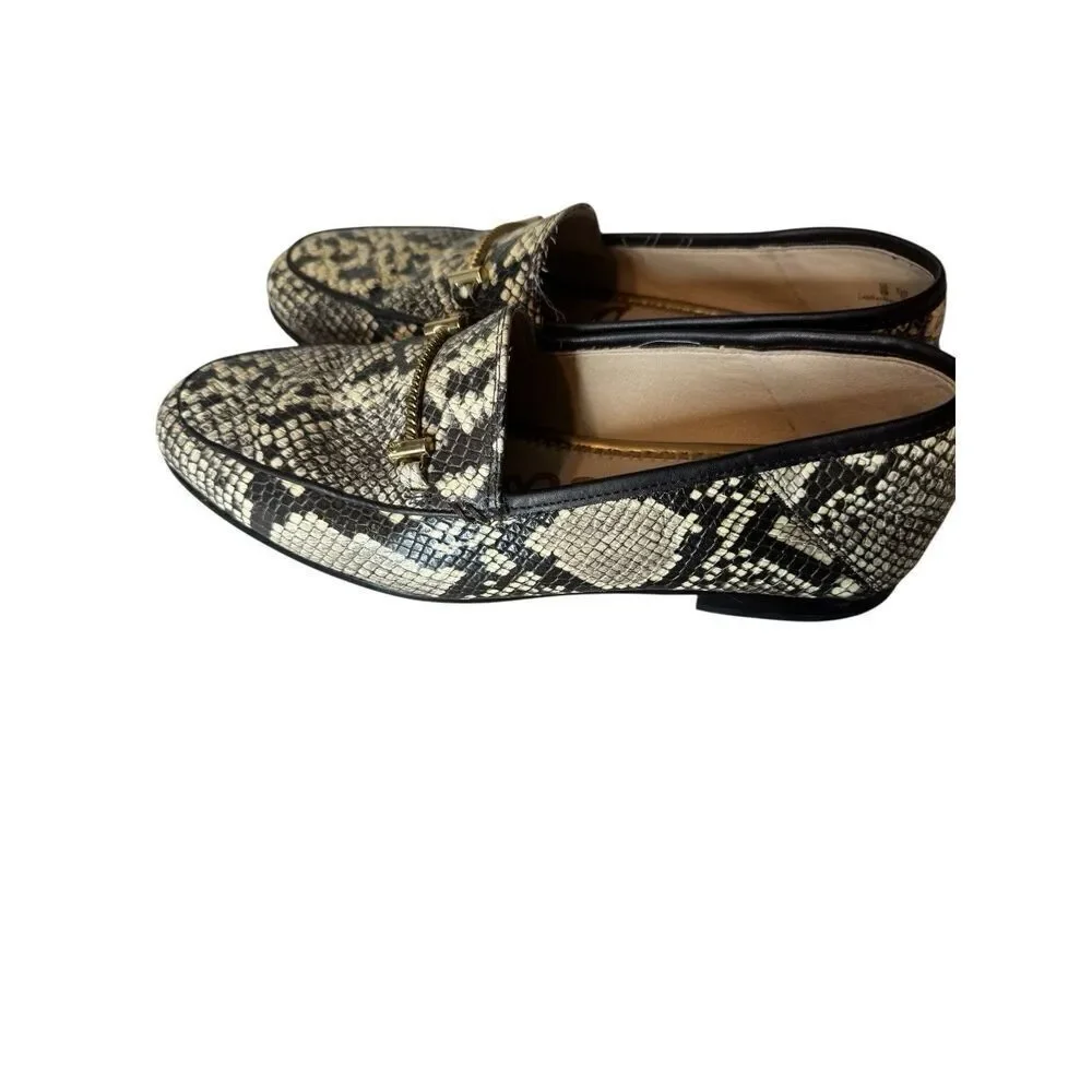 SAM EDELMAN 8  Lior Loafers Flats Roccia Snake Black Beige Loraine Leather